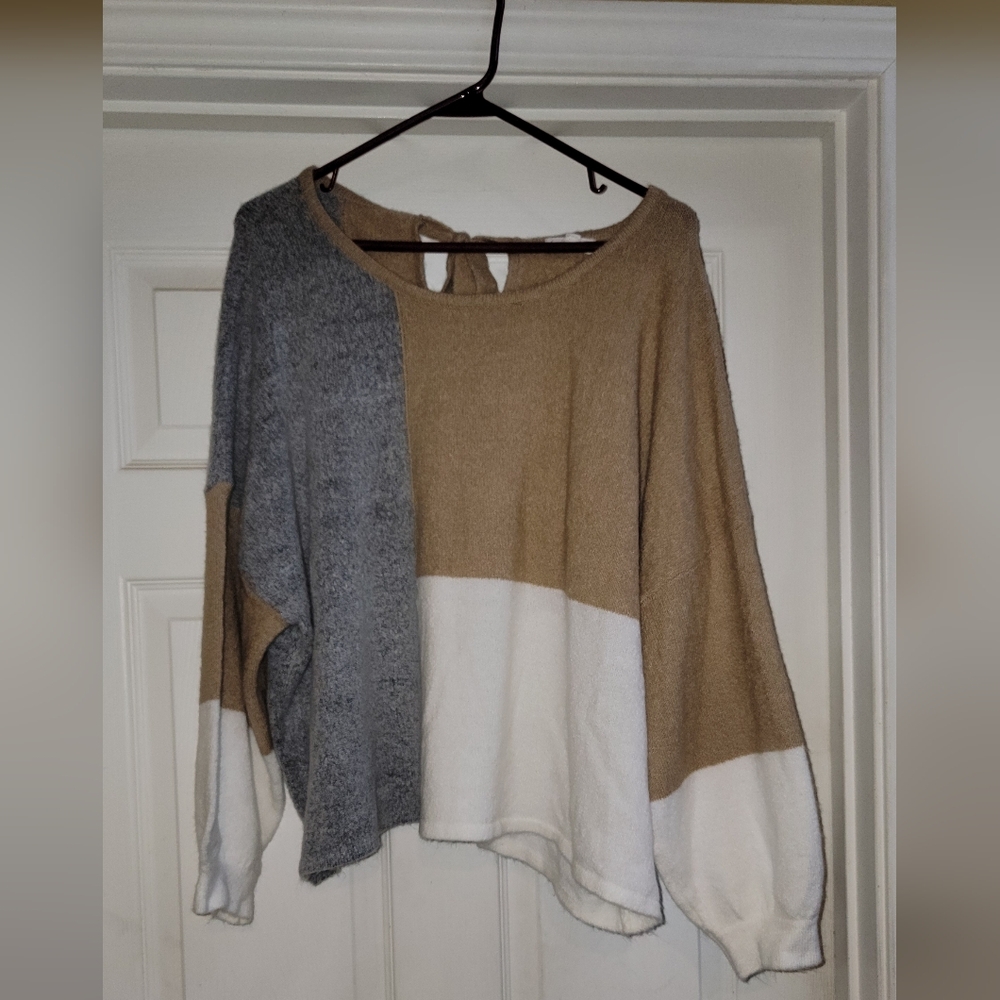 By The River M/L Sweater Colorblock Neutrals